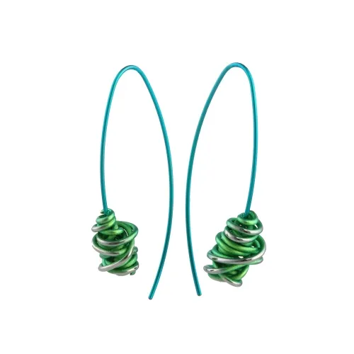 Chaos Hook Green Drops Earrings